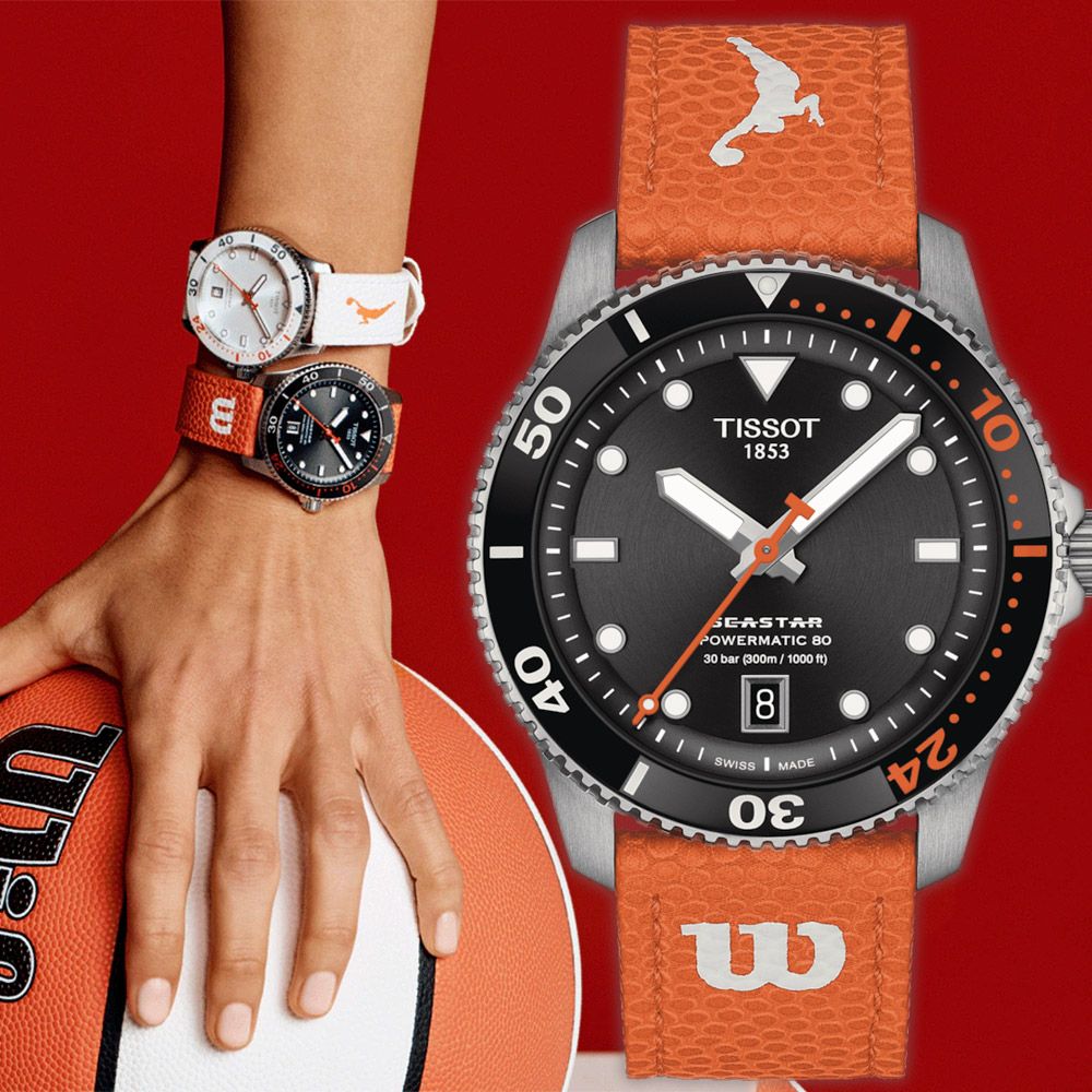TISSOT 天梭官方授權 Seastar Wilson WNBA 機械錶-40mm 加贈白色錶帶 T1208071705100