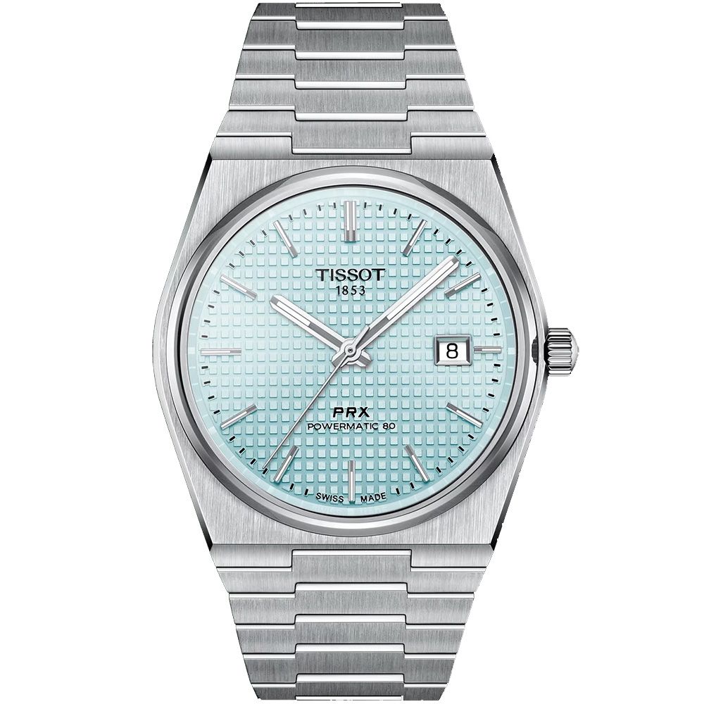 TISSOT 天梭PRX系列 70年代復刻機械錶-冰藍/40mm T1374071135100