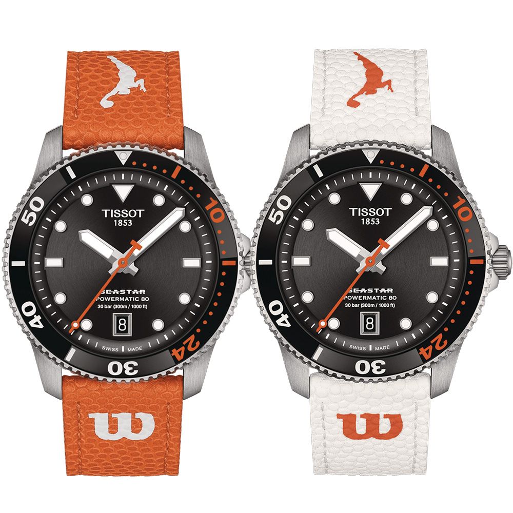 TISSOT 天梭官方授權 Seastar Wilson WNBA 機械錶-40mm 加贈白色錶帶 T1208071705100