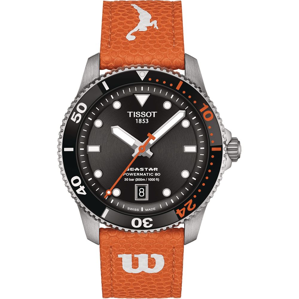 TISSOT 天梭官方授權 Seastar Wilson WNBA 機械錶-40mm 加贈白色錶帶 T1208071705100