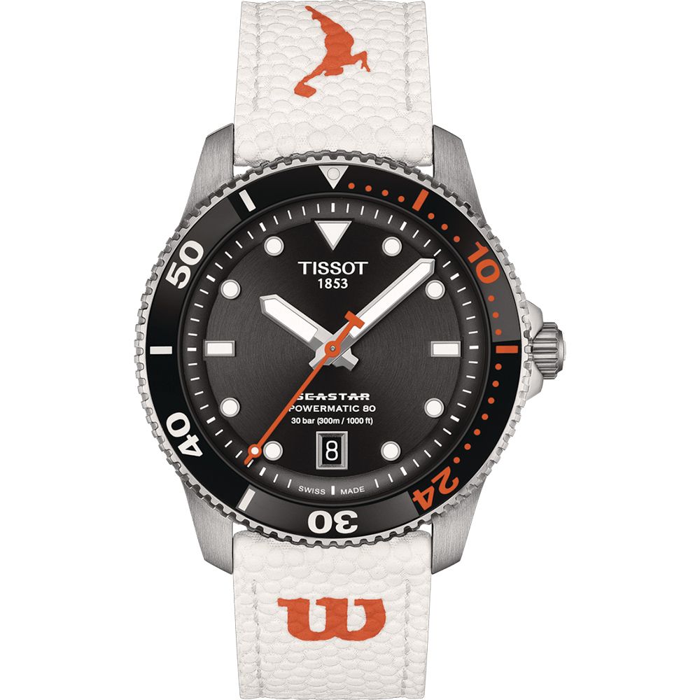 TISSOT 天梭官方授權 Seastar Wilson WNBA 機械錶-40mm 加贈白色錶帶 T1208071705100