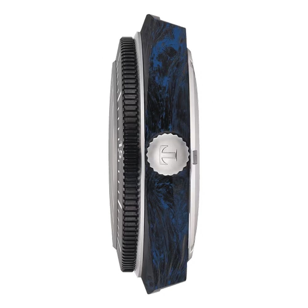 TISSOT 天梭Sideral S系列 70年代鍛造碳機械手錶-藍 T1454079705701