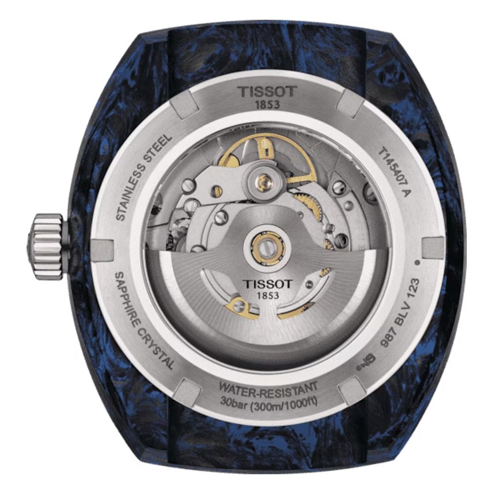 TISSOT 天梭Sideral S系列 70年代鍛造碳機械手錶-藍 T1454079705701