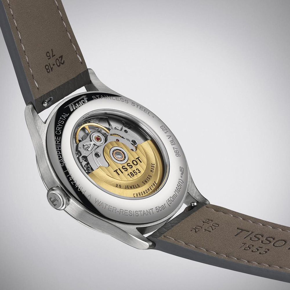 TISSOT 天梭廣告款 官方授權 Heritage 1938 COSC 天文台認證機械錶-鮭魚粉/39mm T1424641633200