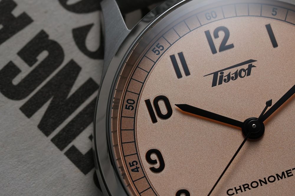 TISSOT 天梭廣告款 官方授權 Heritage 1938 COSC 天文台認證機械錶-鮭魚粉/39mm T1424641633200