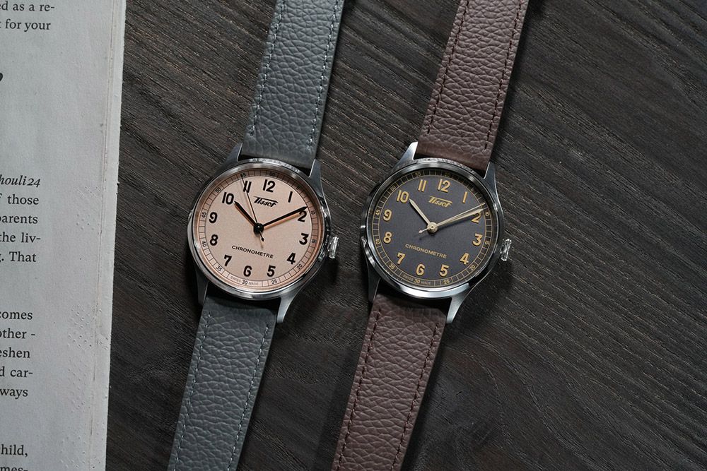 TISSOT 天梭廣告款 官方授權 Heritage 1938 COSC 天文台認證機械錶-鮭魚粉/39mm T1424641633200