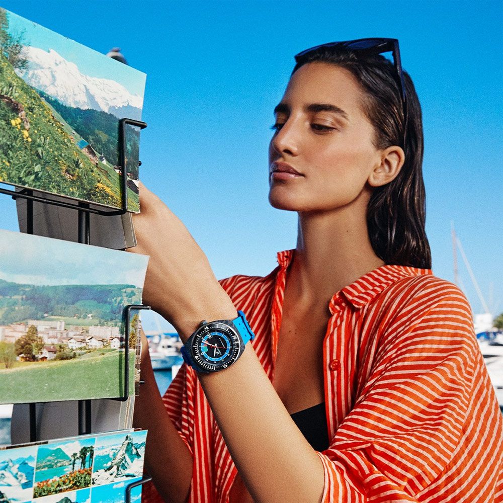 TISSOT 天梭Sideral S系列 70年代鍛造碳機械手錶-藍 T1454079705701