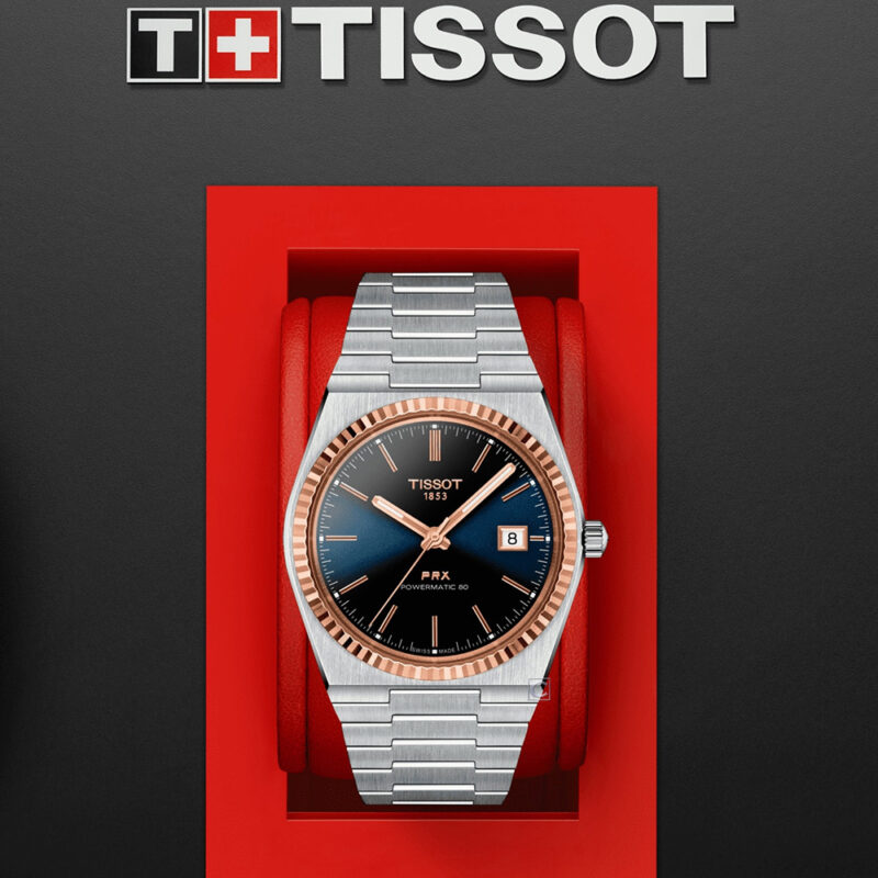 TISSOT 天梭 PRX Powermatic 80 18k金錶框機械腕錶-T9314074104100
