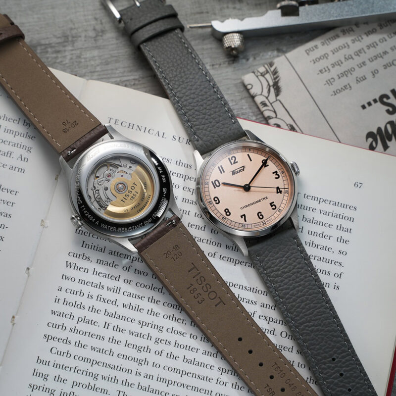 TISSOT 天梭廣告款 官方授權 Heritage 1938 COSC 天文台認證機械錶-鮭魚粉/39mm T1424641633200